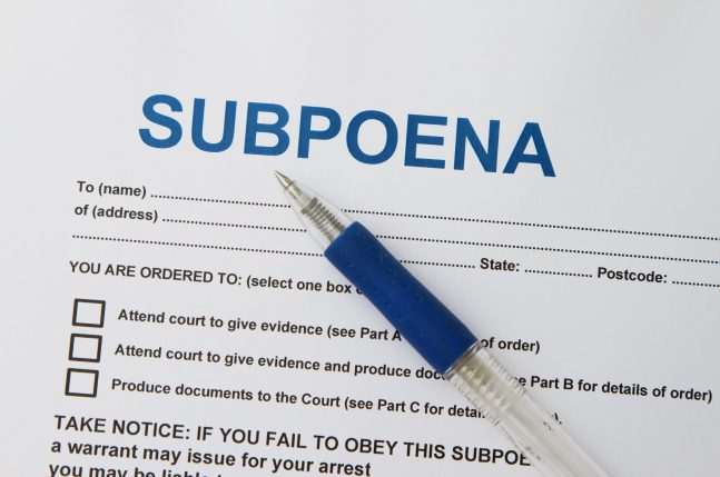 Receiving a Court Subpoena